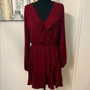 Express Deep Red Long Sleeve Dress